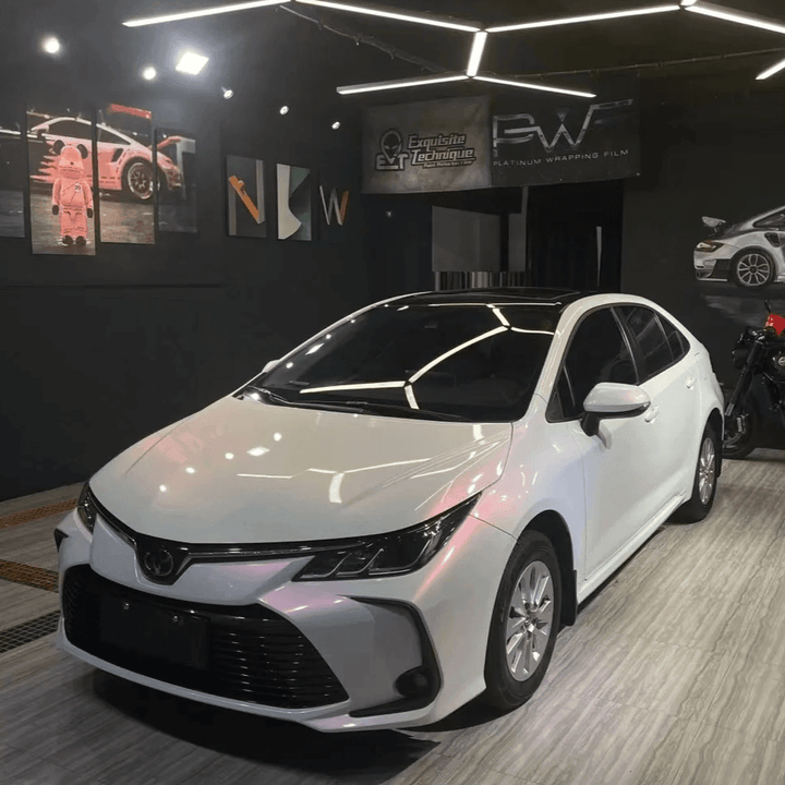 Glossy White Red Vinyl Wrap