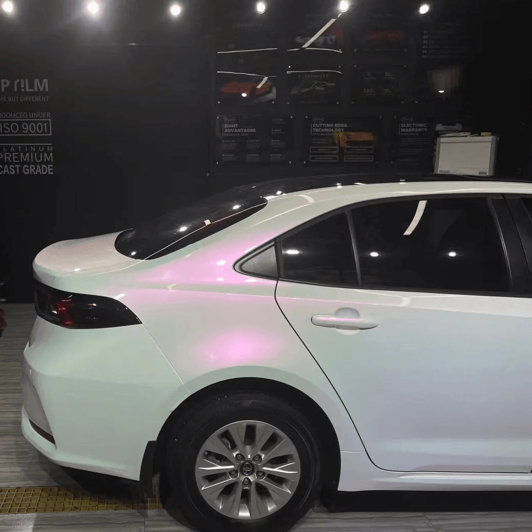 Glossy White Red Vinyl Wrap