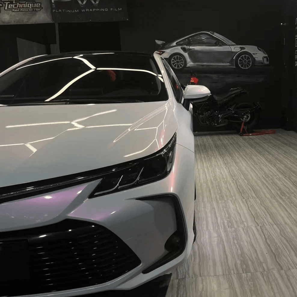 Glossy White Red Vinyl Wrap