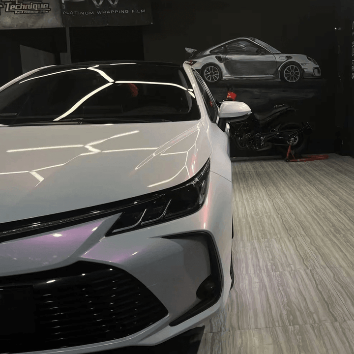 Glossy White Red Vinyl Wrap