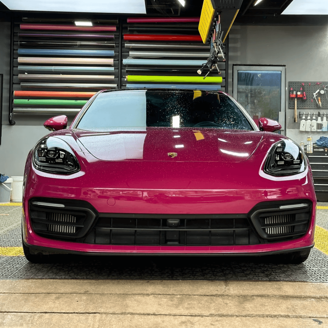 Satin Metallic Rose Red Vinyl Wrap