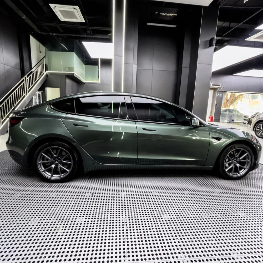 Gloss Metallic Liquid Verde Green Vinyl Wrap on Car