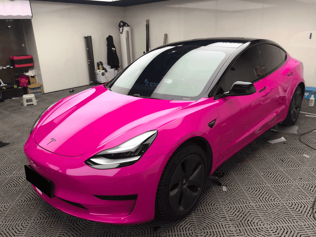 Satin Metallic Rose Red Vinyl Wrap