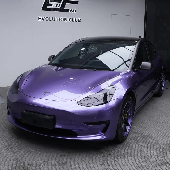 Gloss Metallic Royal Purple Vinyl Wrap Tesla