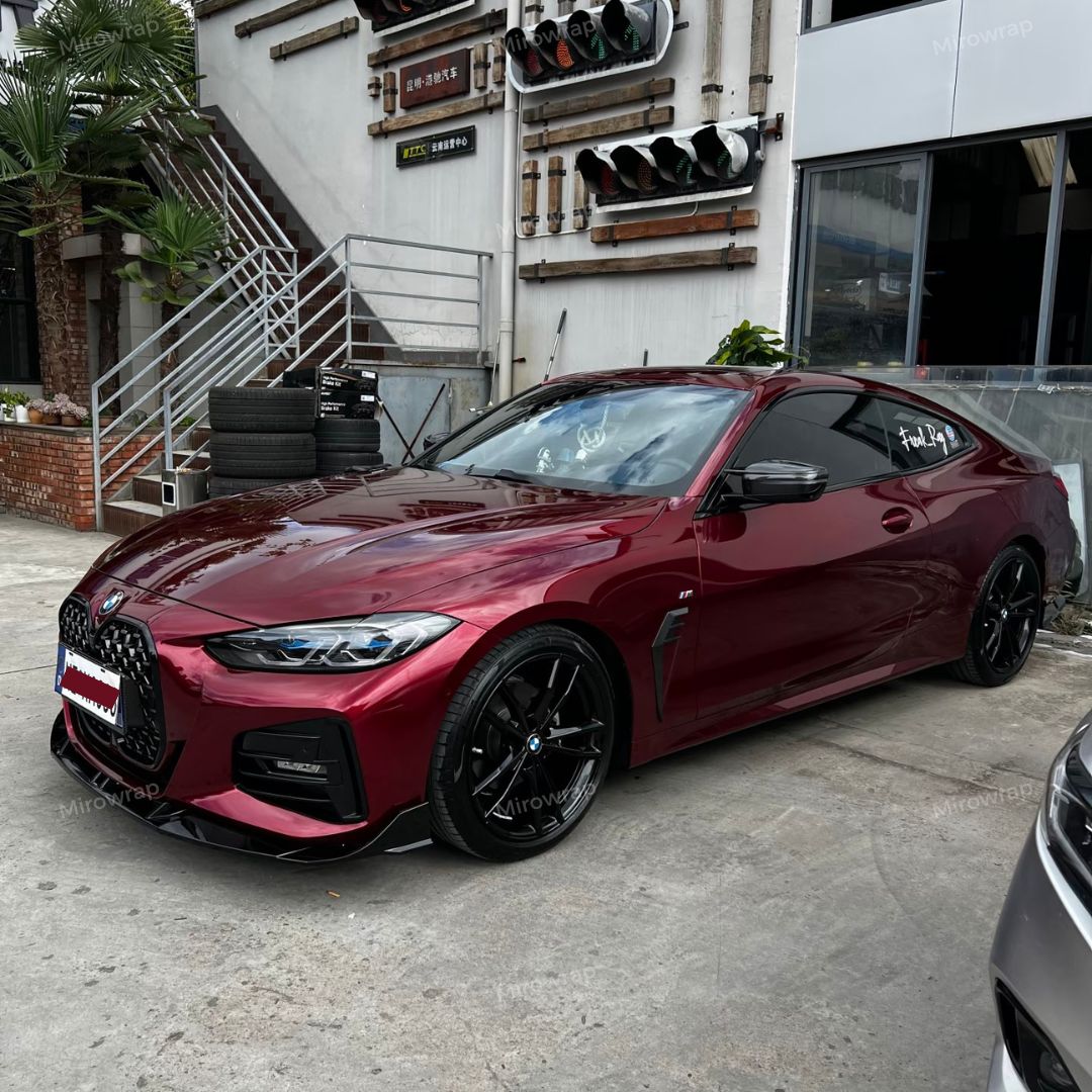 Gloss Metallic Rosewood Red Vinyl Wrap bmw sedan