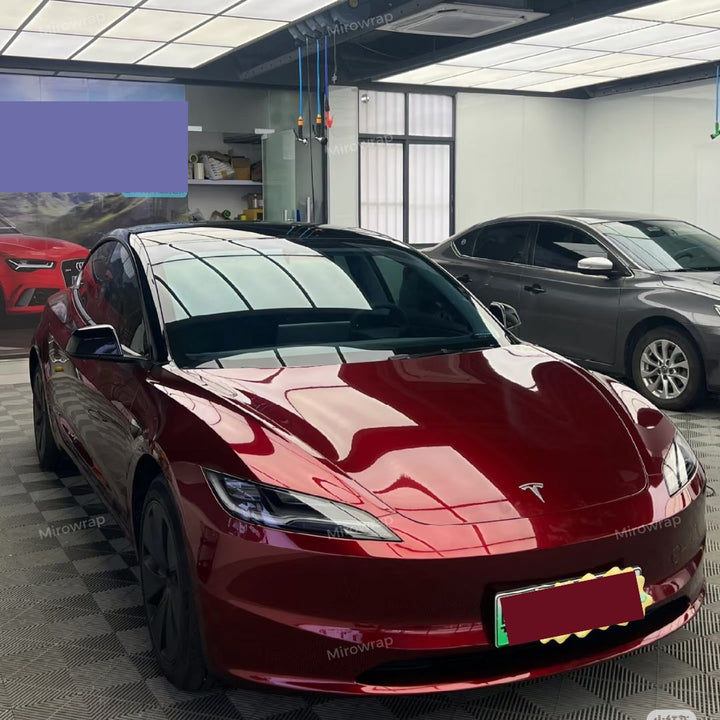 Gloss Metallic Rosewood Red Vinyl Wrap tesla model 3