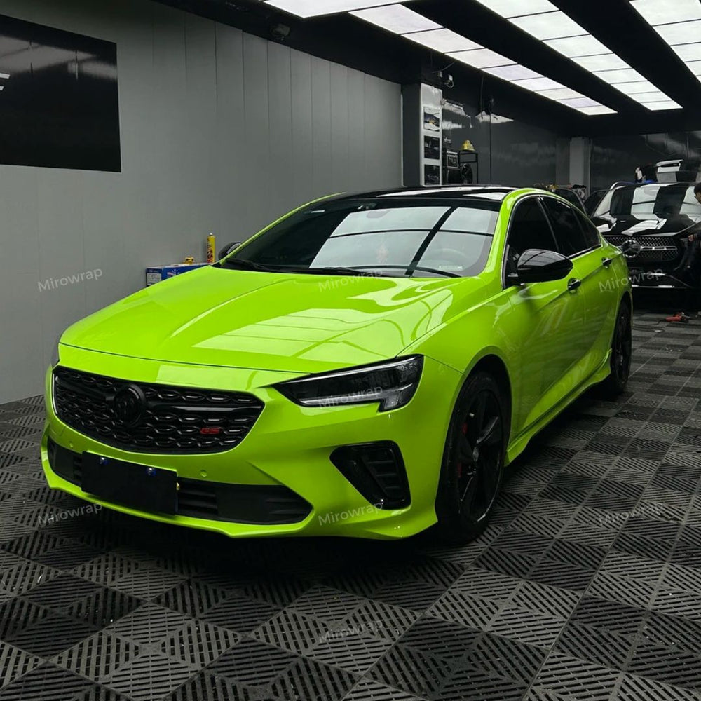 High Gloss Green Vinyl Wrap on car