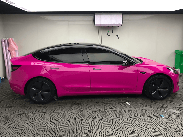 Satin Metallic Rose Red Vinyl Wrap