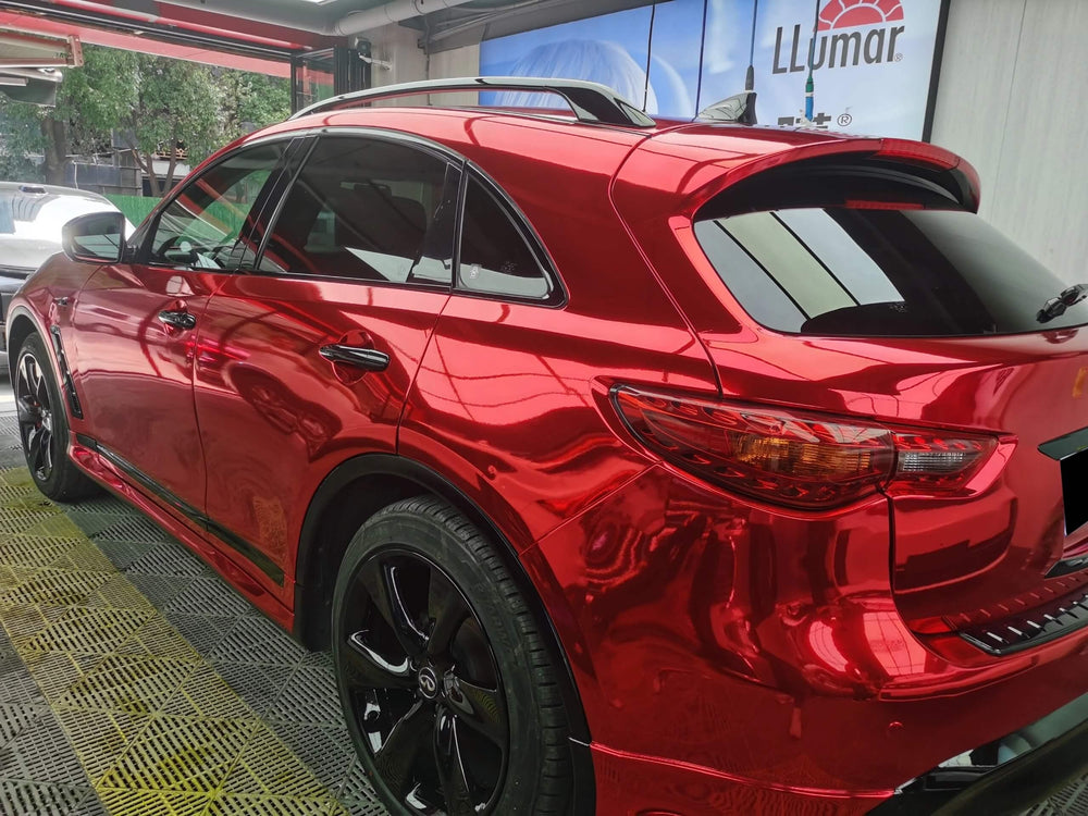 Mirror Chrome Red Vinyl Wrap detail