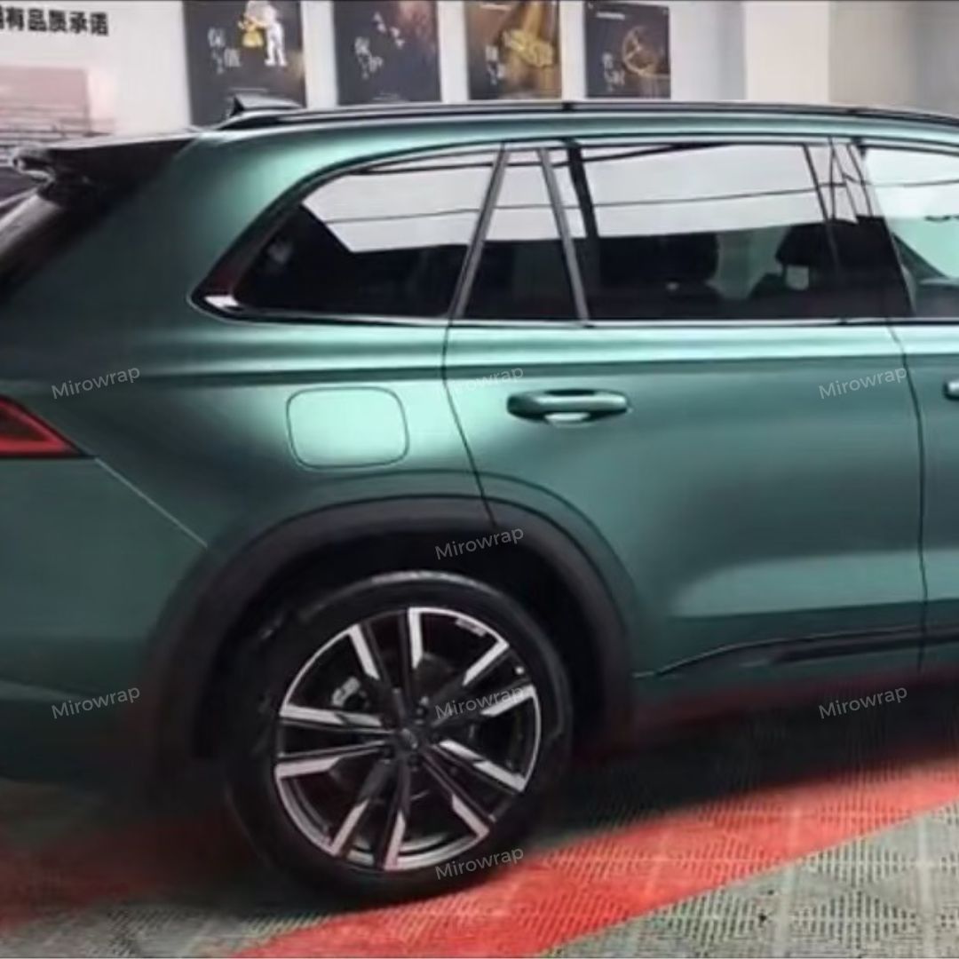 Satin Metallic Dark Green Vinyl Wrap suv detail