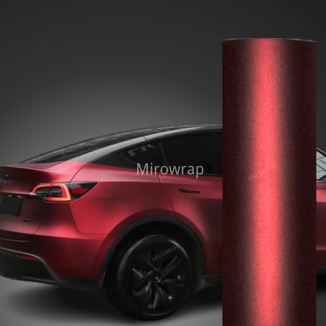 Satin Chrome Romanee Red Vinyl Wrap