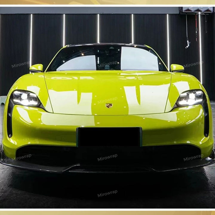 Super Gloss Bright Green Vinyl Wrap on porsche
