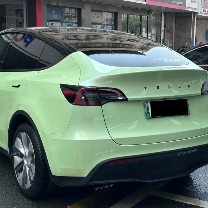 Candy Metallic Macaron Green Vinyl Wrap tesla door