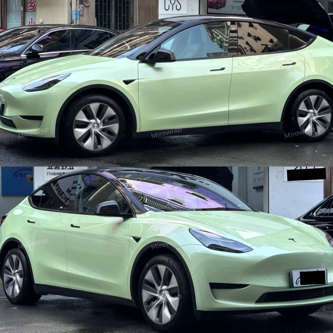Candy Metallic Macaron Green Vinyl Wrap tesla