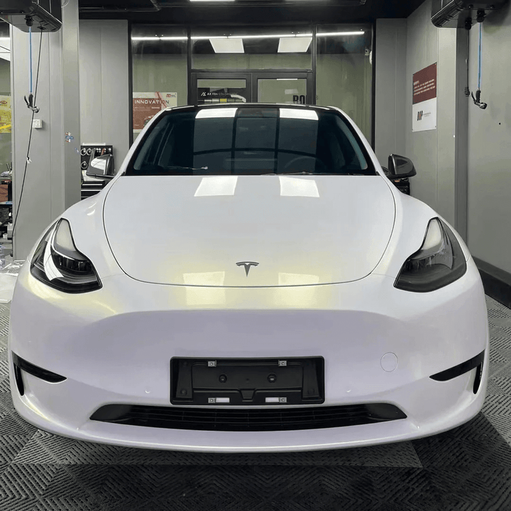 Glossy White Gold Color Shift Vinyl Wrap