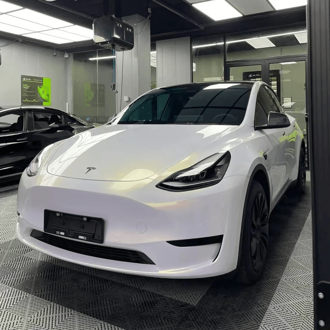 Glossy White Gold Color Shift Vinyl Wrap