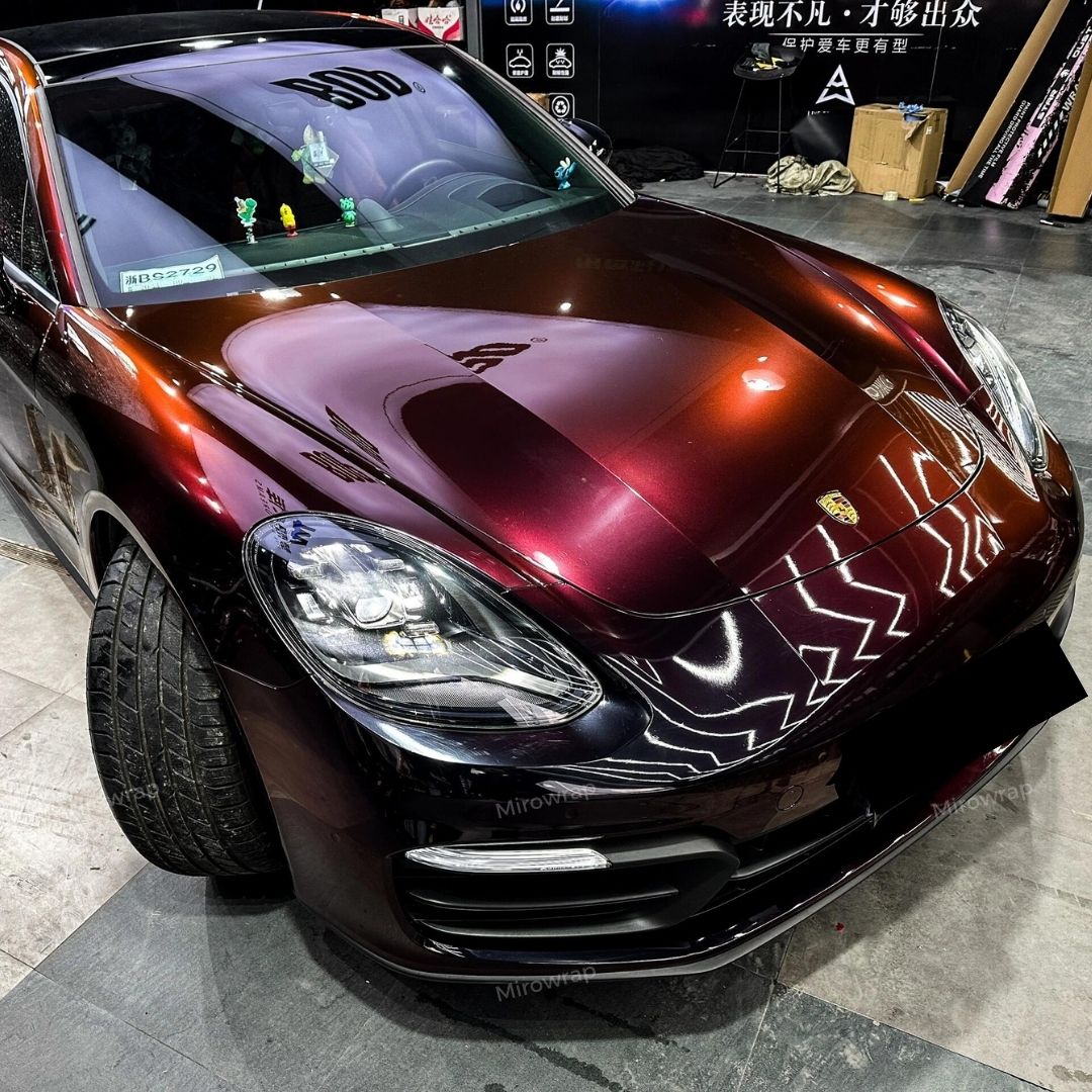 Color Shift Rainbow Drift Black Red Vinyl Wrap