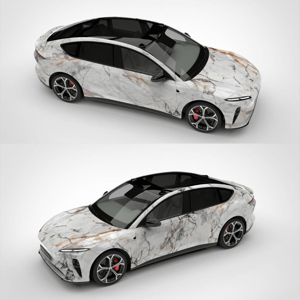 Custom White Marble Vinyl Wrap