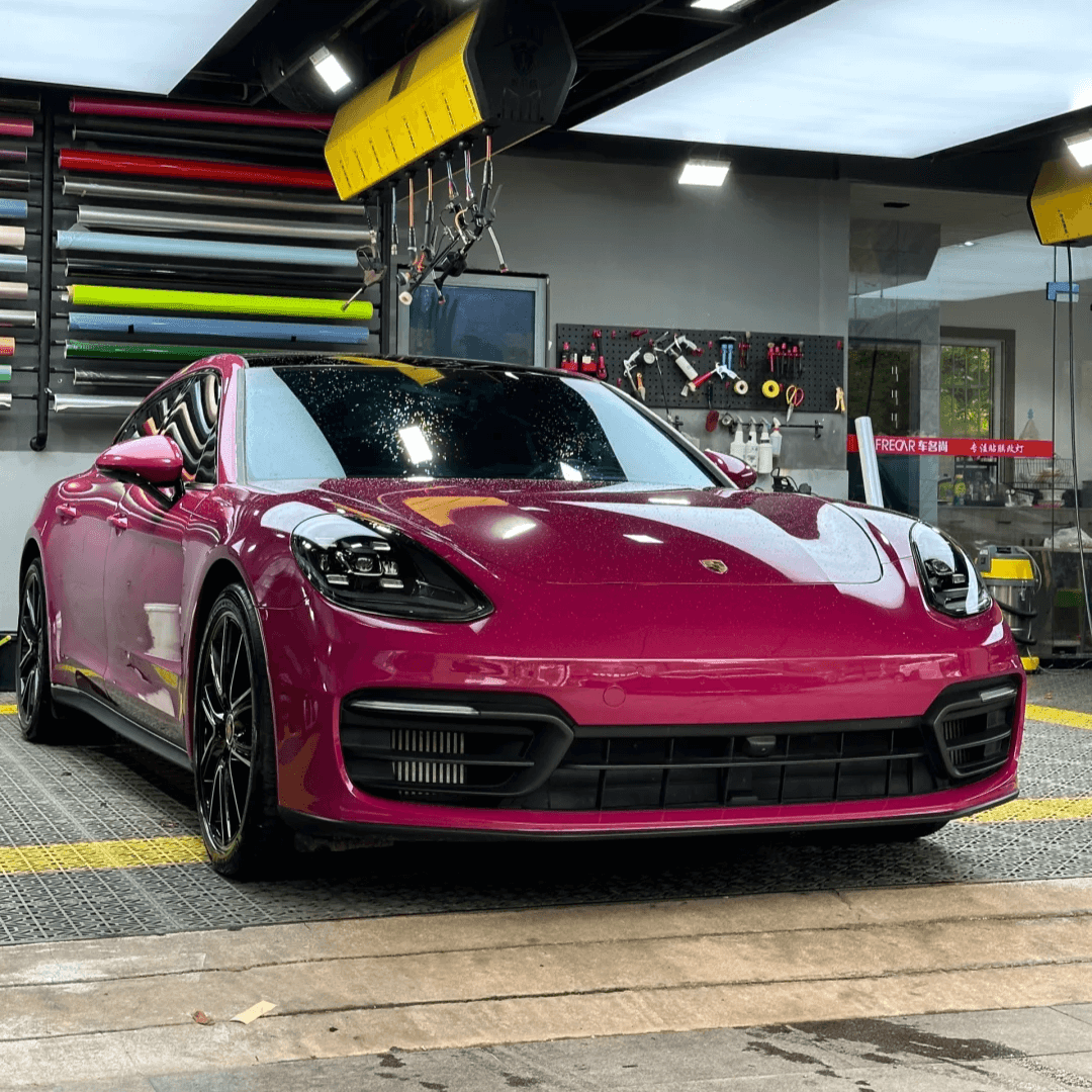 Satin Metallic Rose Red Vinyl Wrap