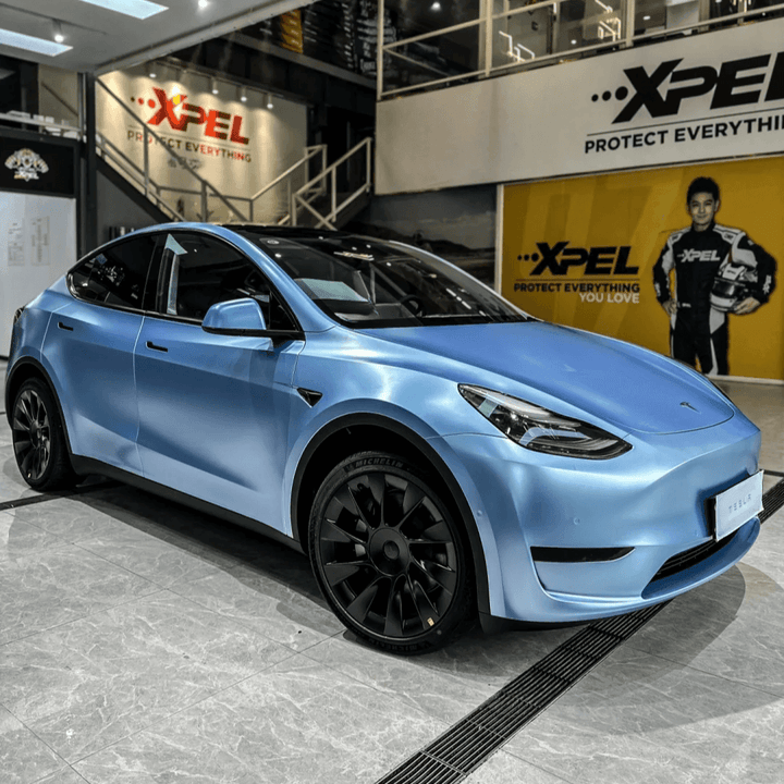 Matte Metallic Gray Blue Vinyl Wrap