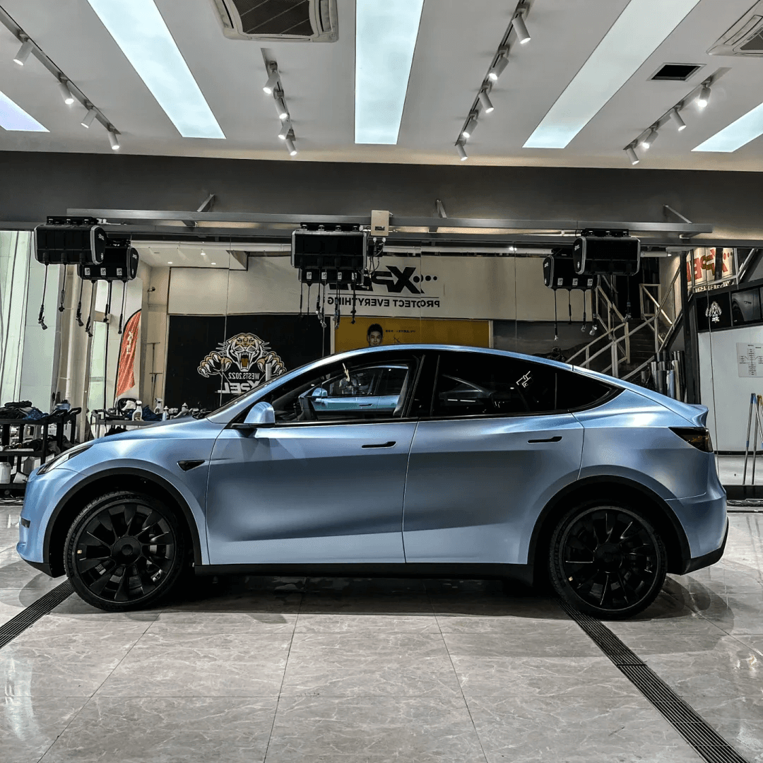 Matte Metallic Gray Blue Vinyl Wrap