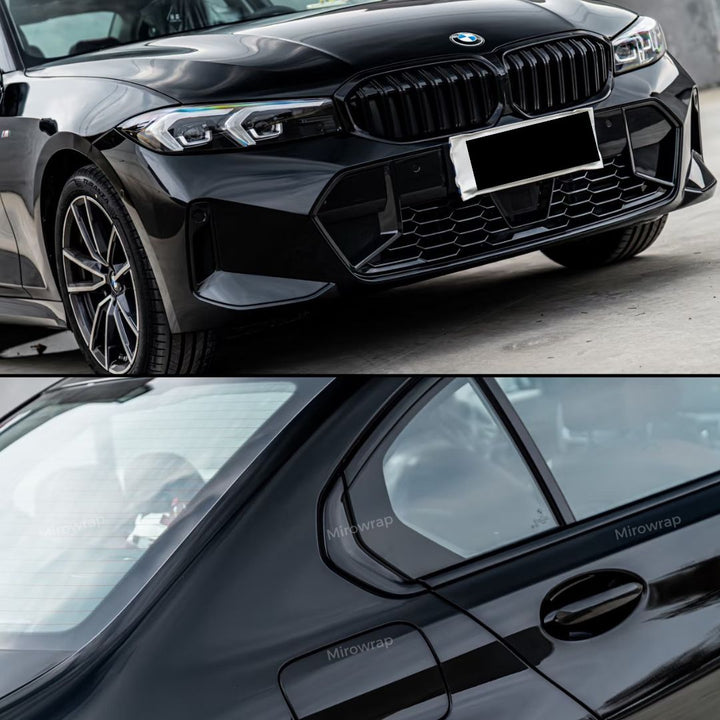 Glossy Piano Black Vinyl Wrap bmw details