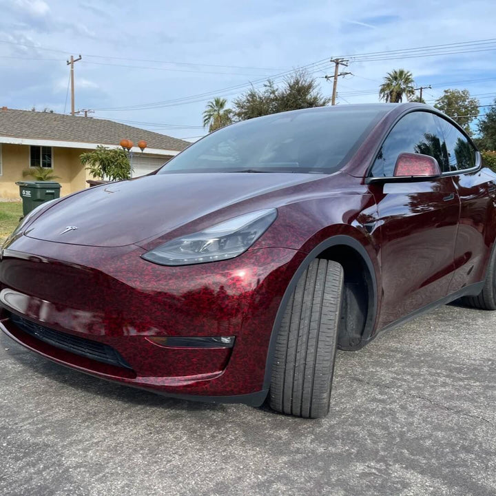 Gloss Black Red Forged Carbon Fiber Vinyl Wrap