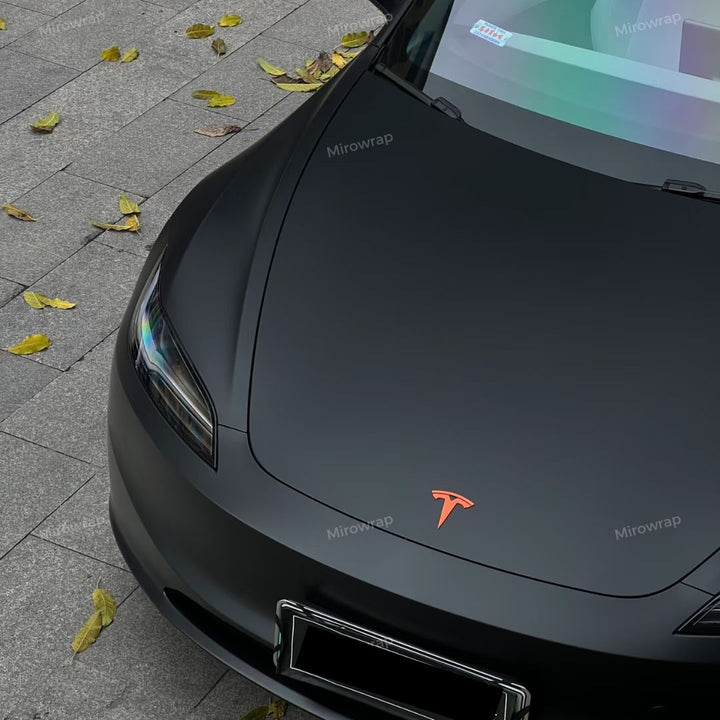 Satin Vantablack Vinyl Wrap tesla hood