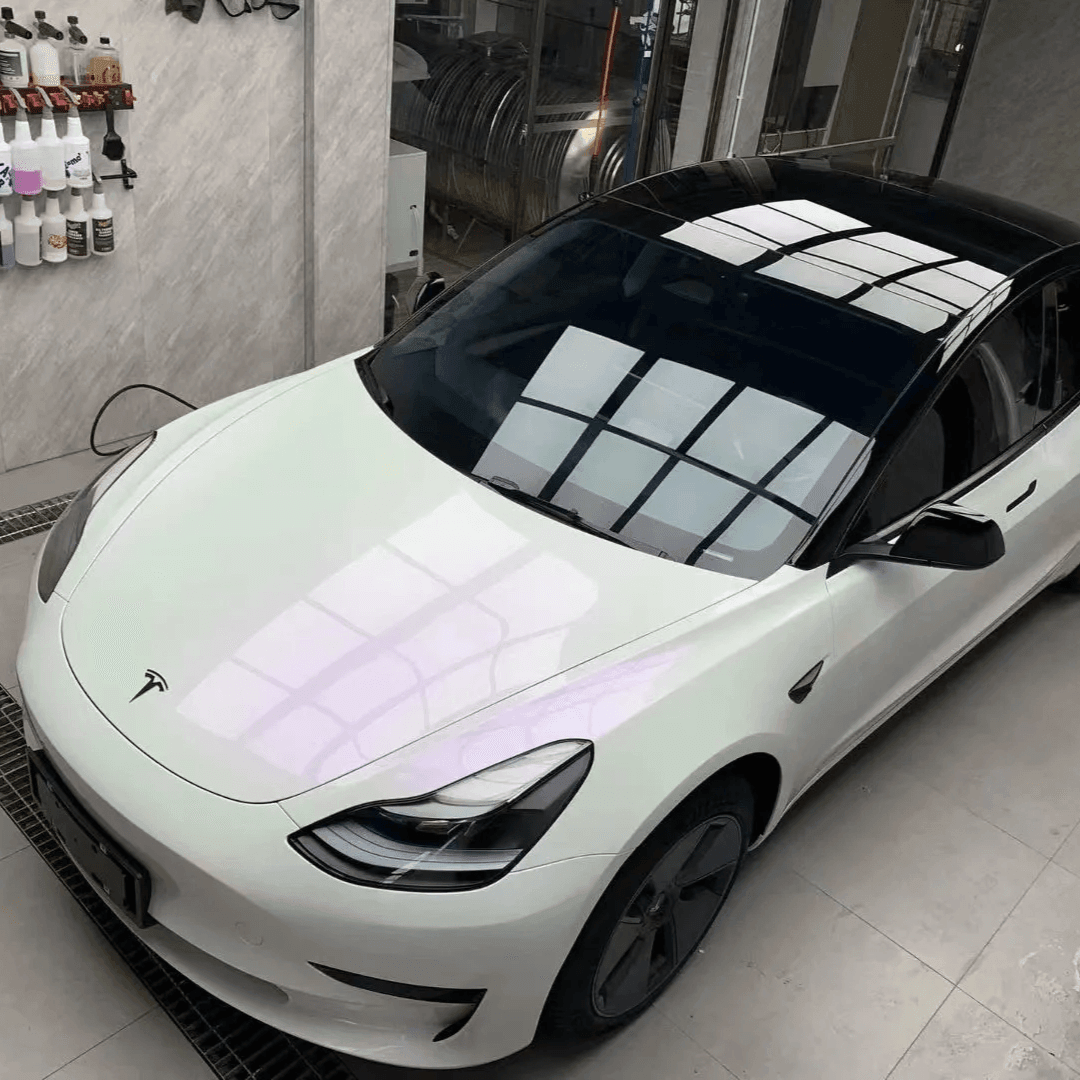 Glossy White Purple Color Shift Vinyl Wrap