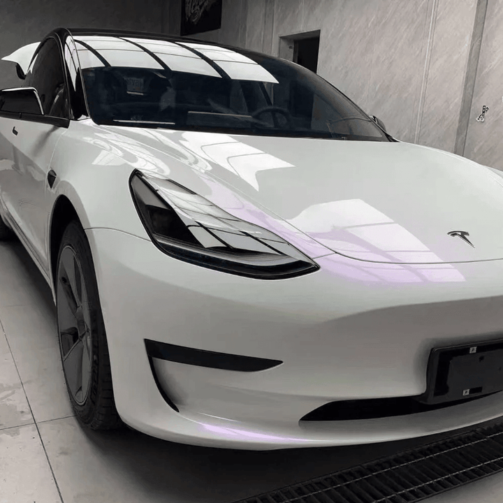 Glossy White Purple Color Shift Vinyl Wrap