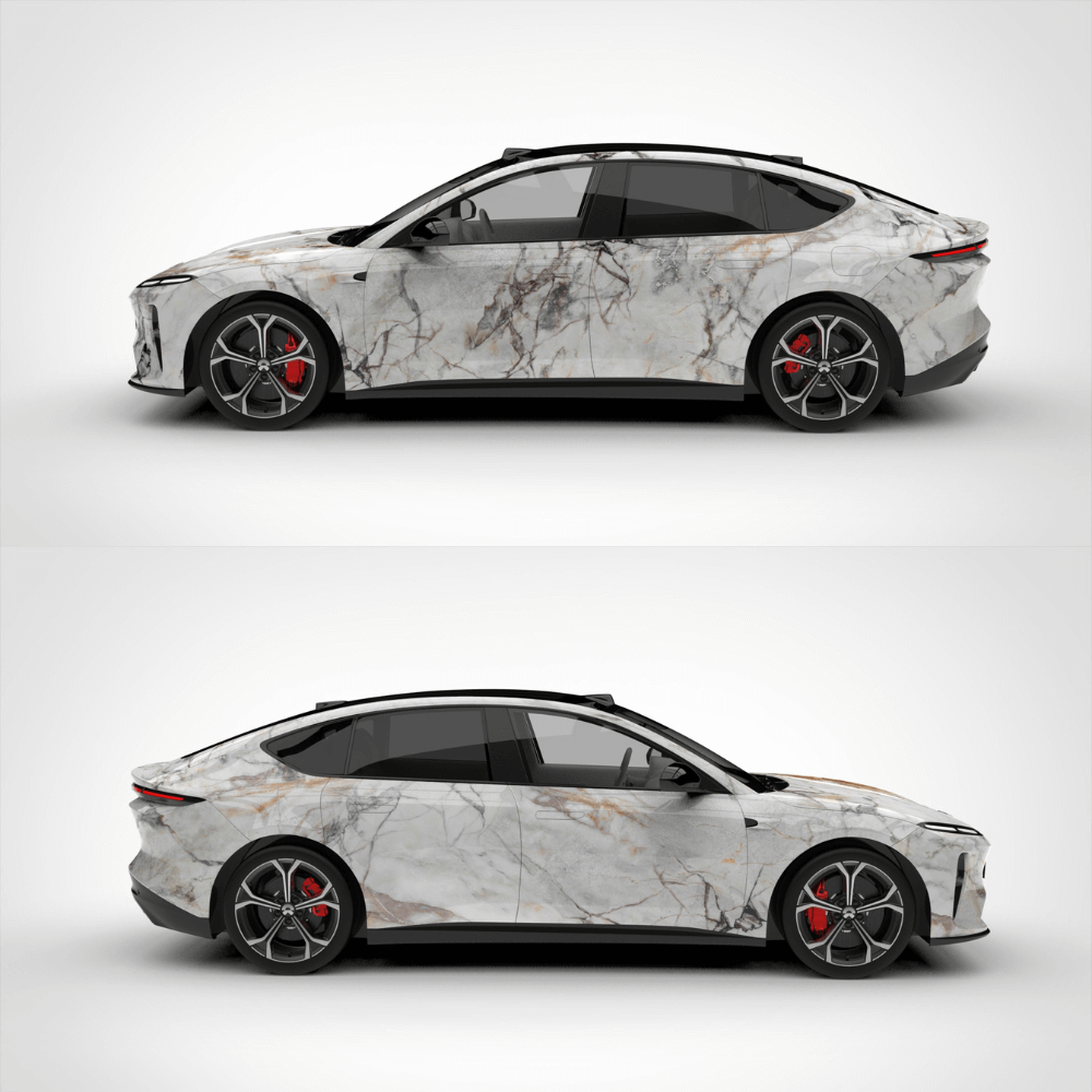 Custom White Marble Vinyl Wrap
